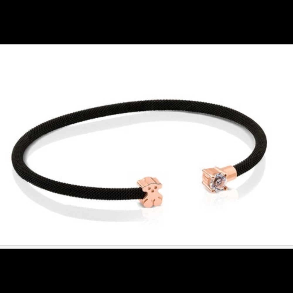 Tous Steel and Rose Vermeil Silver Eklat Bracelet with Topaz